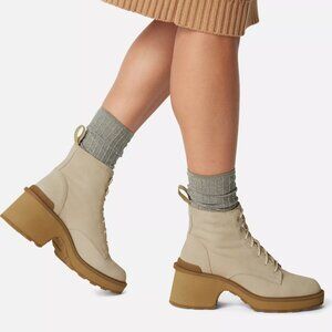 NEW SOREL Leather Hi Line Heel Lace Boots ceramic for women 825 7s3